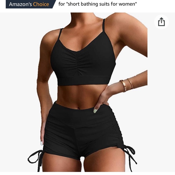 NWT Two Sets!!! Flowers Womens 2 Piece Bathing Suit with Shorts 💕 - Picture 2 of 9